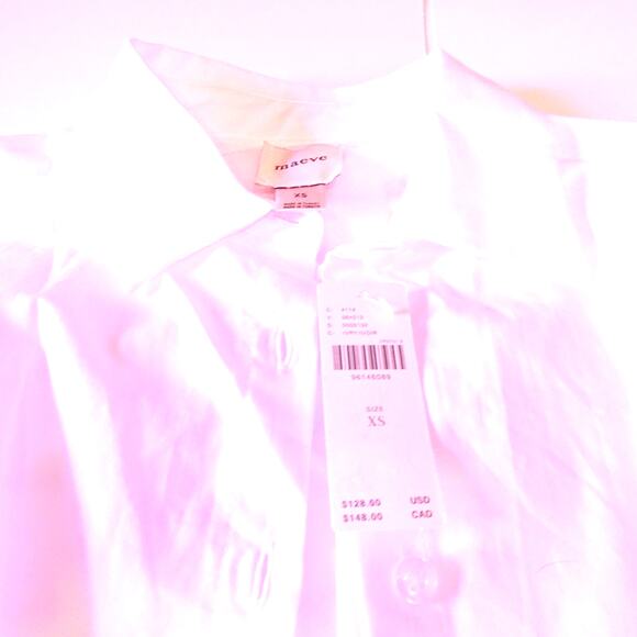 Anthropologie Maeve Women's Cropped Buttondown Shirt Sz XS NWt 128 White - Picture 5 of 11